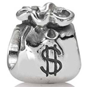 Šarm Striebro 925 Peniaze vrecko, korálek na náramku symbol