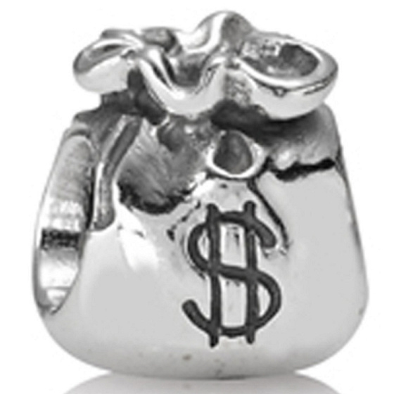 Šarm Striebro 925 Peniaze vrecko, korálek na náramku symbol