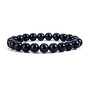 Achát čierny matný náramok elastický prírodný kameň, guľa 8 mm / 16-17 cm, dodáva odvahu a silu