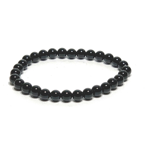Onyx čierny náramok elastický prírodný kameň, guľa 6 mm / 16 - 17 cm, kameň životnej sily