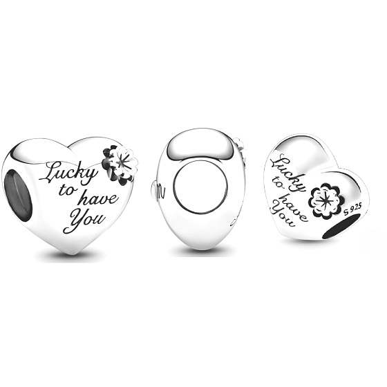 Prívesok Striebro 925 Srdce, matka, ďatelina, korálik na náramku rodina