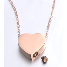 Pamätný prívesok s urnou, srdce z ružového zlata odolné voči vode, nerezová oceľ