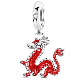 Charm Sterlingové stříbro 925 Dragón - drak, přívěsek na náramek – symbol síly, odvahy a ochrany zvíře