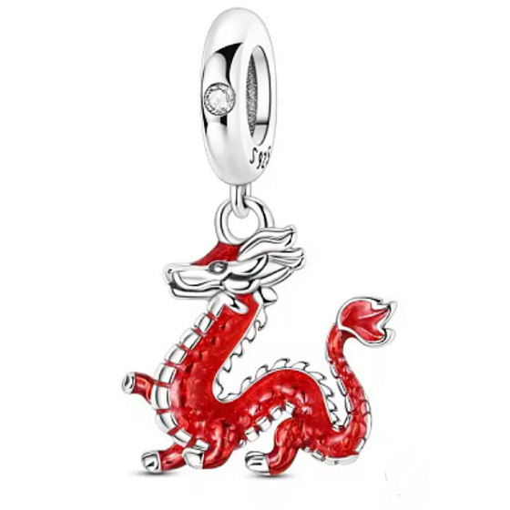 Charm Sterlingové stříbro 925 Dragón - drak, přívěsek na náramek – symbol síly, odvahy a ochrany zvíře