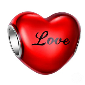 Prívesok Striebro 925 Červené srdce s nápisom Love, korálik na náramku Love