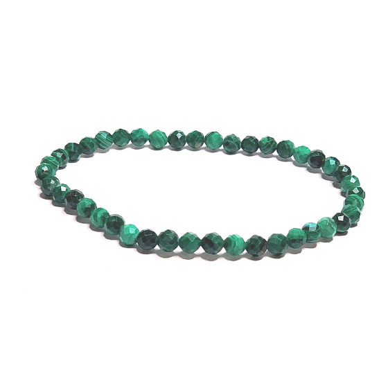 Malachitový náramok z brúseného prírodného kameňa, guľôčka 4 mm / 16 - 17 cm, kameň želania