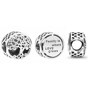 Striebro 925 Strom života - rodina je tam, kde rastie láska, korálik na náramok rodina Striebro 925 Strom života - rodina je tam, kde rastie láska, korálik na náramok rodina