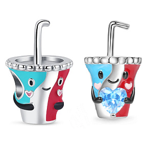 Prívesok Striebro 925 Hrnček na pitie, korálik na náramok, jedlo a pitie