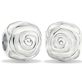 Charm Striebro 925 Biela ruža v kvete, korálka na náramok príroda