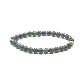 Azuritový náramok elastický prírodný kameň, guľôčka 6 mm / 16 - 17 cm