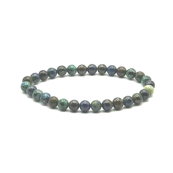 Azuritový náramok elastický prírodný kameň, guľôčka 6 mm / 16 - 17 cm