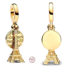 Strieborný prívesok 925 Paríž Eiffelova veža 2v1, cestovný náramok