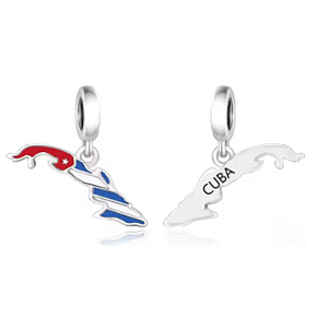 Charm Cuba vlajka - houpající se mapa, přívěsek na náramek cestování Charm Cuba vlajka - houpající se mapa, přívěsek na náramek cestování