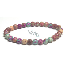 Jaspis / Regalit Cisársky morský sediment tyrkysovo fialový náramok elastický zmiešaný minerál, guľôčka 6 mm / 16 - 17 cm Jaspis / Regalit Cisársky morský sediment tyrkysovo fialový náramok elastický zmiešaný minerál, guľôčka 6 mm / 16 - 17 cm