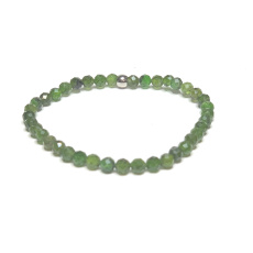 Diopsid fazetový náramok elastický prírodný kameň, guľôčka 4 mm / 16 - 17 cm, dvojitý čistiaci kameň