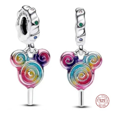 Prívesok zo striebra 925 Disney Mickey/Minnie Mouse Lolly Head, filmový náramok