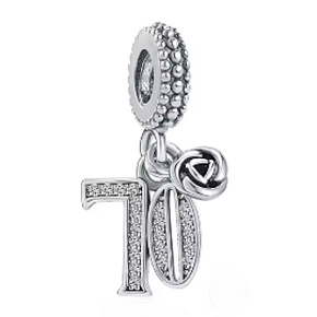 Prívesok zo striebra 925 70. výročie, prívesok ruže na náramku