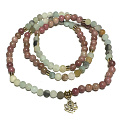 108 Mala amazonit + rodonit + lotosový náhrdelník meditačné šperky, prírodný kameň, guľôčka 6 mm