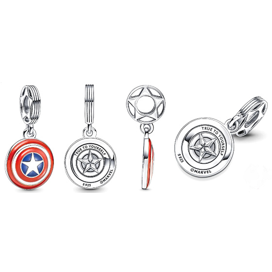 Strieborný prívesok 925 Marvel The Avengers, Captain America shield, náramok