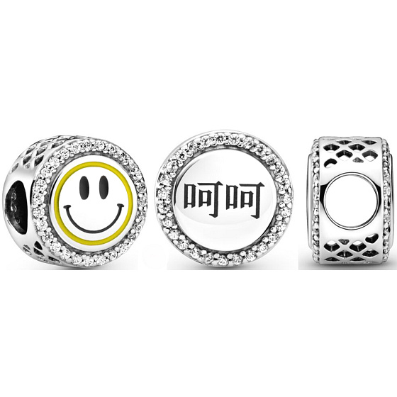 Šarm Striebro 925 Talisman iskrivý smajlík korálek na náramku symbol