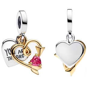 Charm Srdce a šíp - Gravírovatelný přívěsek 2v1- Následuj své srdce, přívěsek na náramek láska Charm Srdce a šíp - Gravírovatelný přívěsek 2v1- Následuj své srdce, přívěsek na náramek láska