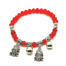 Žaba symbol hojnosti náramok elastický, sklenená perla 4 mm / 16 cm