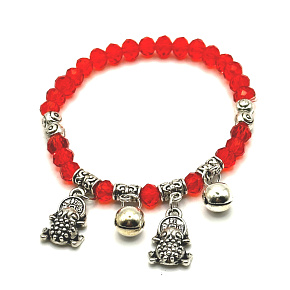 Žaba symbol hojnosti náramok elastický, sklenená perla 4 mm / 16 cm