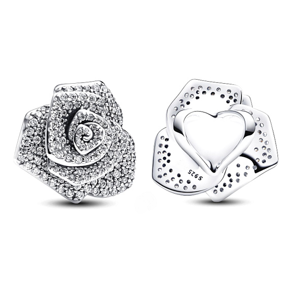 Prívesok Striebro 925 Ruža v kvete veľká, korálik na náramku príroda