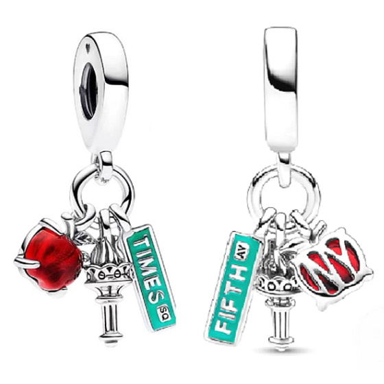 Šarm Striebro 925 New York City Triple 3v1, cestovný náramok prívesok