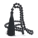 108 Mala Onyx náhrdelník matný meditačný šperk, prírodný kameň, uzlíkový strapec, korálik 8 mm