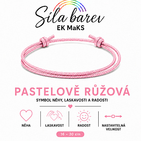 Šňůrkový náramek Síla barev – Pastelově růžová | Symbol něhy, laskavosti a radosti | nastavitelný 16 - 30 cm Šňůrkový náramek Síla barev – Pastelově růžová | Symbol něhy, laskavosti a radosti | nastavitelný 16 - 30 cm