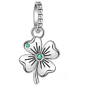 Šarm Striebro 925 Štvorlístok pre šťastie, prívesok na náramok z prírody