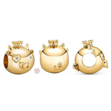 Prívesok Striebro 925 Ox, Buffalo je druhé zviera v 12-ročnom cykle čínskeho zverokruhu, korálik na náramok