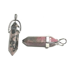 Rodonitový prívesok kyvadlo šesťuholník prírodný kameň 41 x 13 mm, kameň odpustenia Rodonitový prívesok kyvadlo šesťuholník prírodný kameň 41 x 13 mm, kameň odpustenia