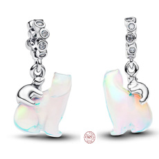 Charm Sterlingové stříbro 925 Lední medvědice s mládětem, přívěsek na náramek, symbol ochrany, mateřství a ohrožené přírody, rodina