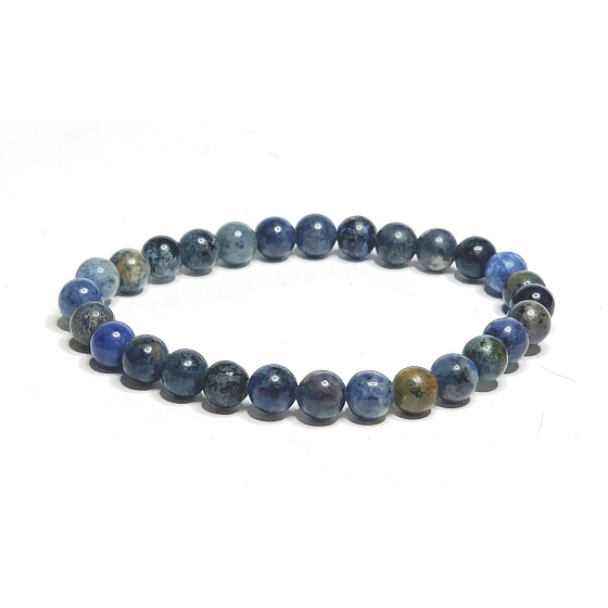 Dumortierit náramok elastický prírodný kameň, guľôčka 6 mm / 16 - 17 cm, mladosť v srdci