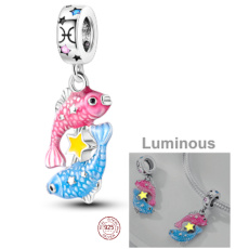 Striebro 925 Luminous - znamenie zverokruhu Ryby, prívesok na náramok