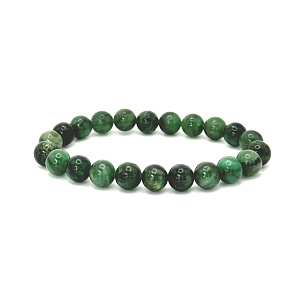 Fuchsitový náramok elastický prírodný kameň, guľôčka 8 mm / 16-17 cm, sebadôvera, odraz, odvaha
