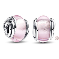 Prívesok Striebro 925 Ružový korálik z muránskeho skla na náramku symbol