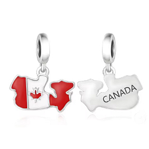 Charm Kanada vlajka - houpající se mapa, přívěsek na náramek cestování Charm Kanada vlajka - houpající se mapa, přívěsek na náramek cestování