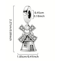 Charm Sterlingové stříbro 925 Větrný mlýn – domov, klid a láska, korálek na náramek symbol