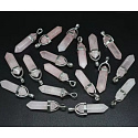 Ružové kyvadlo šesťuholník prívesok prírodný kameň 41 x 13 mm, kameň lásky
