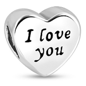 Striebro 925 Srdce a nápis I love you, korálik lásky na náramku