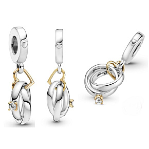 Strieborné svadobné obrúčky 925 - šťastná láska, náramok s príveskom 2v1 Strieborné svadobné obrúčky 925 - šťastná láska, náramok s príveskom 2v1