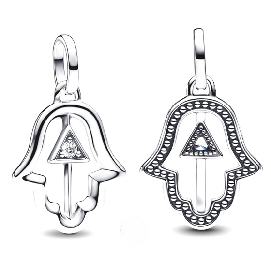 Charm Striebro 925 Mini medailón Ruka Fatimy, prívesok na náramok symbol