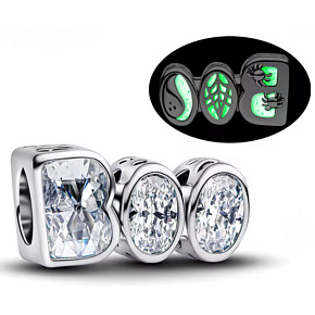 Charm BOO Halloween edice se zirkony – Yin Yang, list a pavouk, luminozní korálek na náramek Halloween