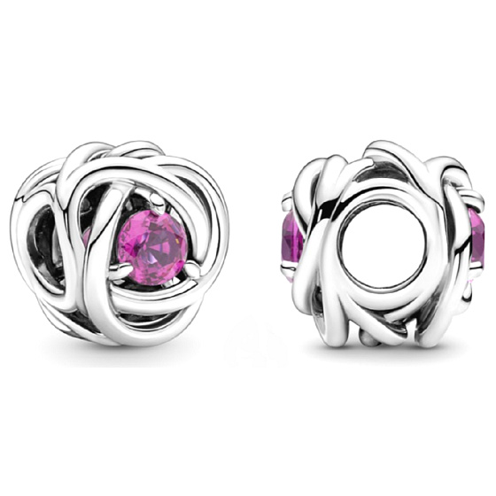 Prívesok Striebro 925 Nekonečný kruh večnosti Október ružový, korálik na náramok