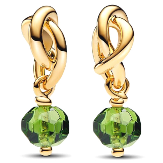 Charm Striebro 925 Prepletený fazetovaný kruh večnosti zelený svetlý, prívesok na náramok symbol august