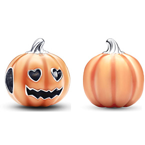 Prívesok Striebro 925 Svietiaca svietiaca tekvica - svietenie v tme, korálik na halloweenskom náramku