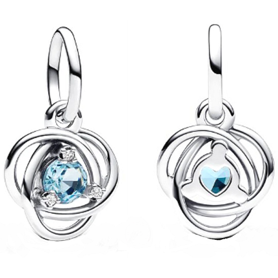 Prívesok zo striebra 925 Aqua kruh večnosti marec, prívesok na náramku symbol
